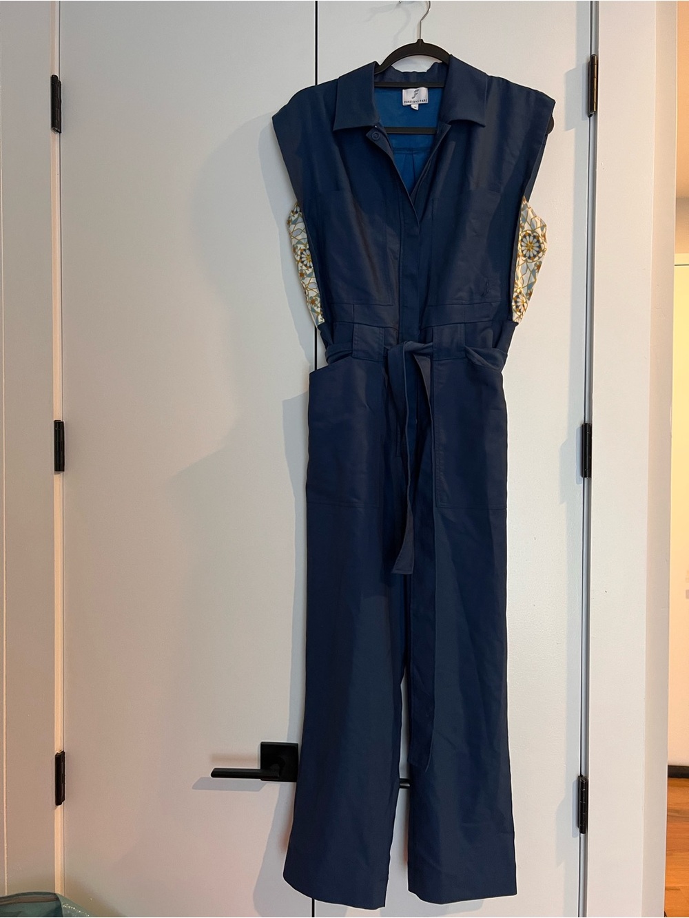 Sleeveless Navy Tie-Waist Jumpsuit